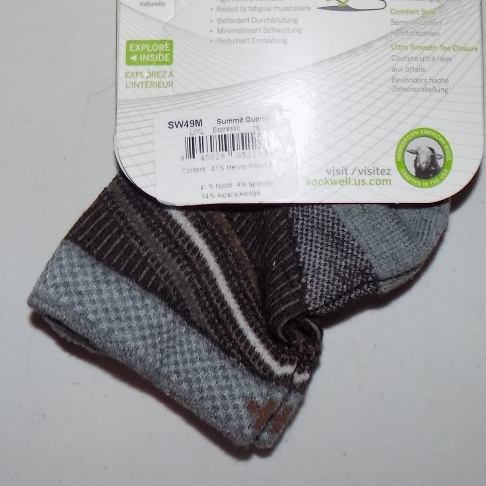 New Sockwell Summit Quarter firm compression merino wool/alpaca made in USA - Picture 4 of 5